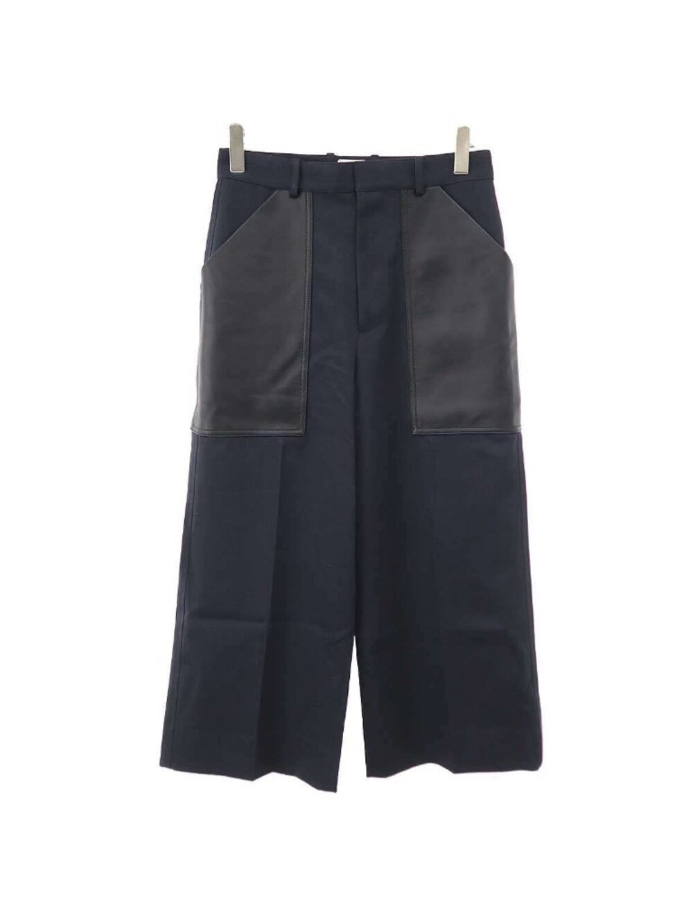 Bottega Veneta Wool & Cotton Palazzo Pocket Pants Navy 40
